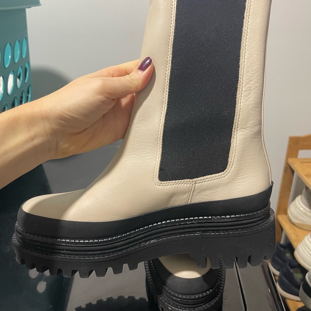 Paloma Barcelo Cream and Black Heeled Boots